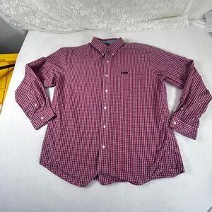 Chaps Button Down Shirt‎ Mens XL Red Plaid Preppy Gingham DadCore